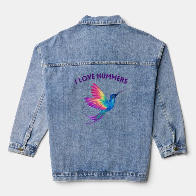 Veste En Jean I Love Hummers Exotic Rainbow Hummingbird Flying (Verso)