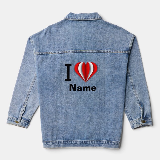 Veste En Jean "I Love [Your Name]" Coeur (Verso)
