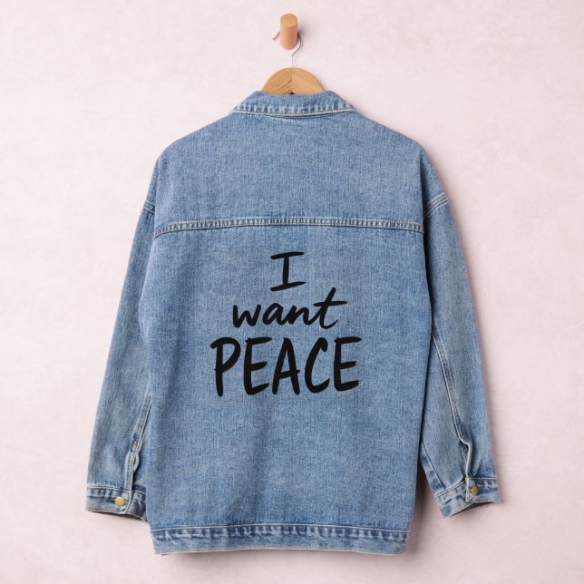 Veste En Jean “I Want Peace” design Denim Jacket (Hangar)