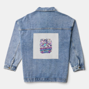 Veste En Jean Idée de cadeau licorne basse chute Typographie de