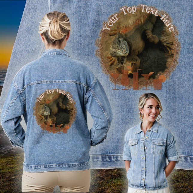 Veste En Jean Iguana Happy Hour Cocktails 0768 (Créateur téléchargé)