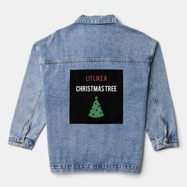 Veste En Jean illuminé comme un arbre de noël arbre vert noël (Verso)