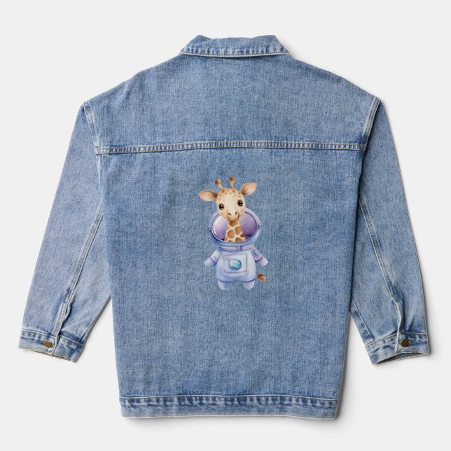 Veste En Jean Illustration classique de l'astronaute Giraffe (Verso)