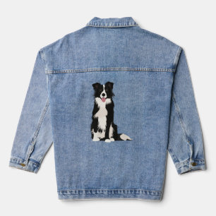 Veste En Jean Illustration Collie Bordure !