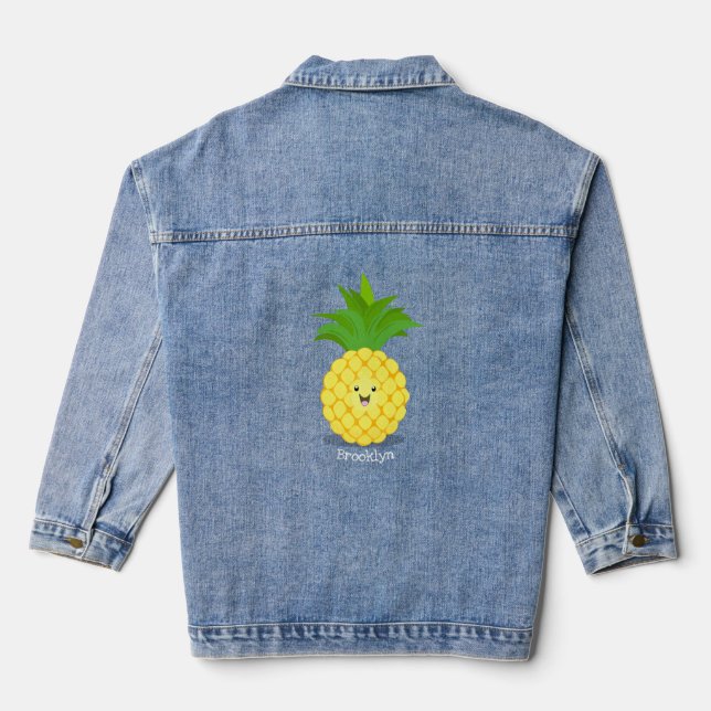 Veste En Jean Illustration d'ananas mignon (Verso)