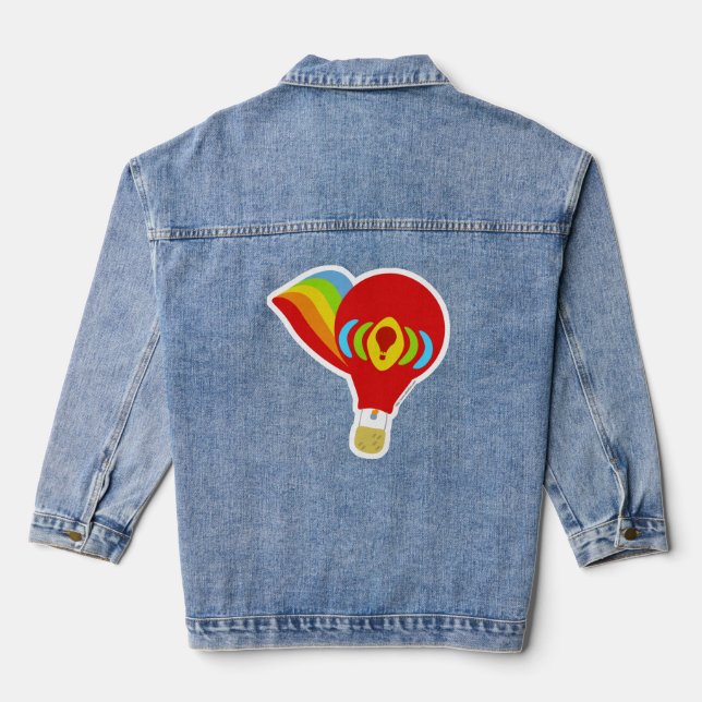 Veste En Jean Illustration de ballon à air chaud Rainbow Retro (Verso)
