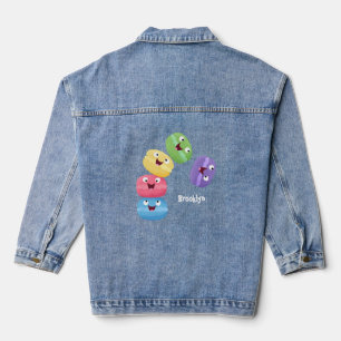 Veste En Jean Illustration de caricature de macarons marrant mig