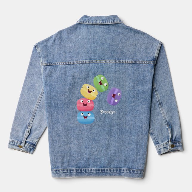 Veste En Jean Illustration de caricature de macarons marrant mig (Verso)