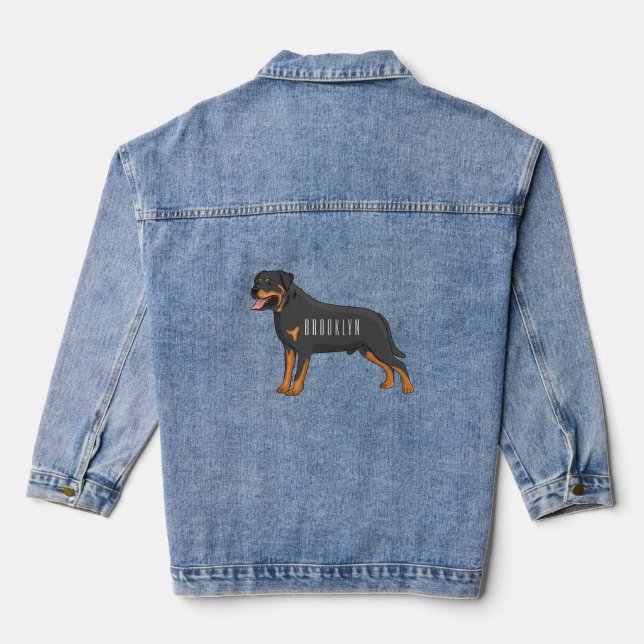 Veste En Jean Illustration de chien Rottweiler (Verso)
