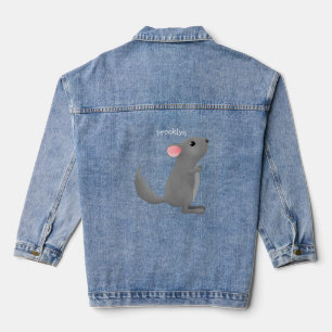 Veste En Jean Illustration de chinchilla gris mignon