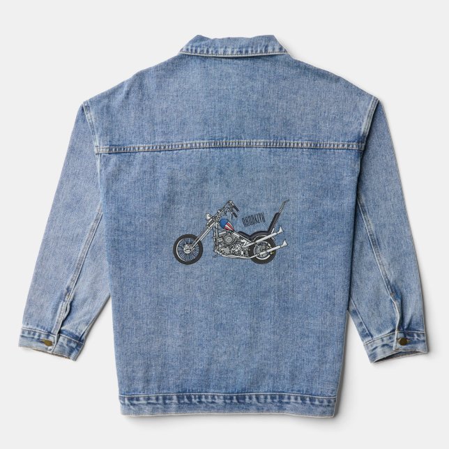 Veste En Jean Illustration de Chopper Motorcycle 1950 (Verso)