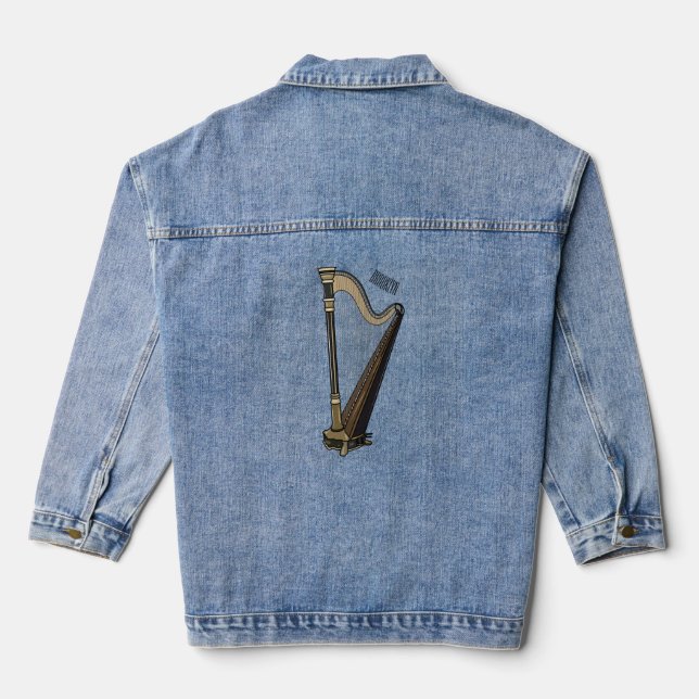 Veste En Jean Illustration de dessin animé sur la harpe (Verso)
