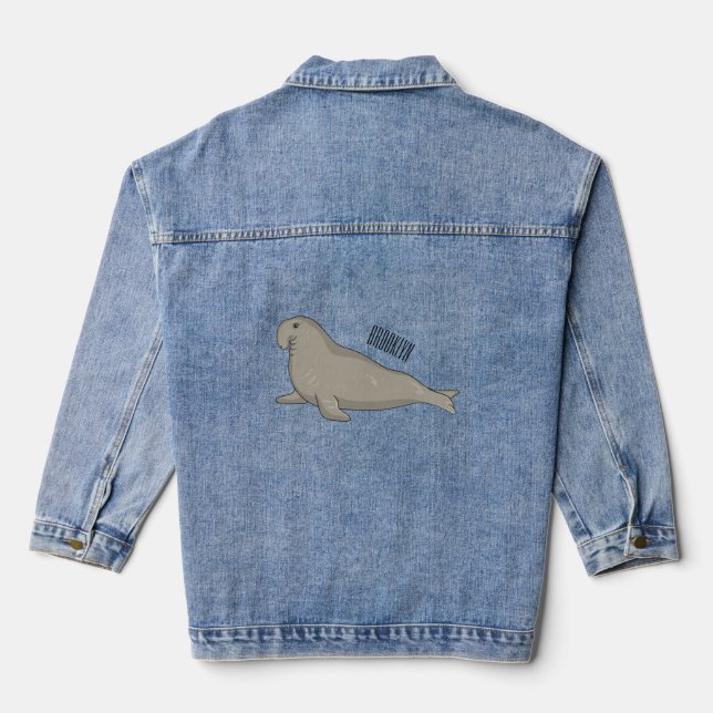 Veste En Jean Illustration de dessin de phoque éléphant (Verso)