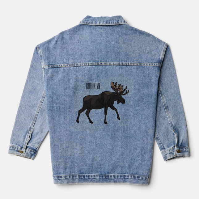 Veste En Jean Illustration de dessin sur l'orignal (Verso)