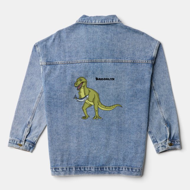 Veste En Jean Illustration de dinosaure T rex drôle (Verso)