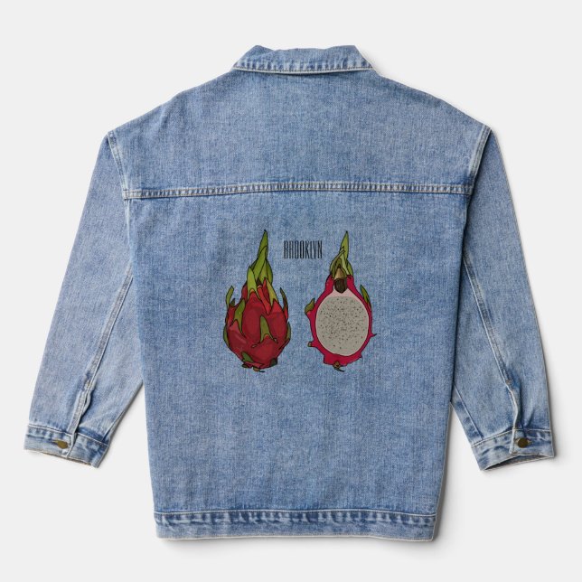 Veste En Jean Illustration de dragon fruit (Verso)