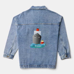 Veste En Jean Illustration de la caricature de remorqueur de paq