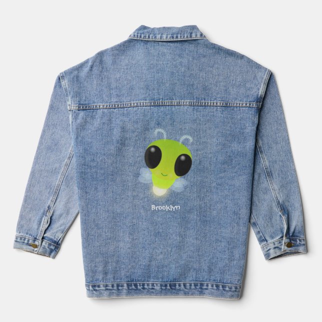 Veste En Jean Illustration de la luciole vert mou (Verso)