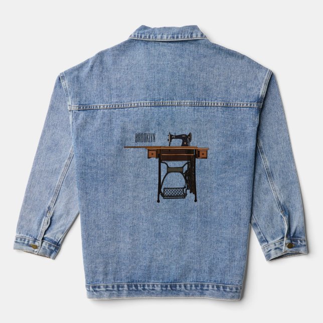 Veste En Jean Illustration de la machine à coudre (Verso)