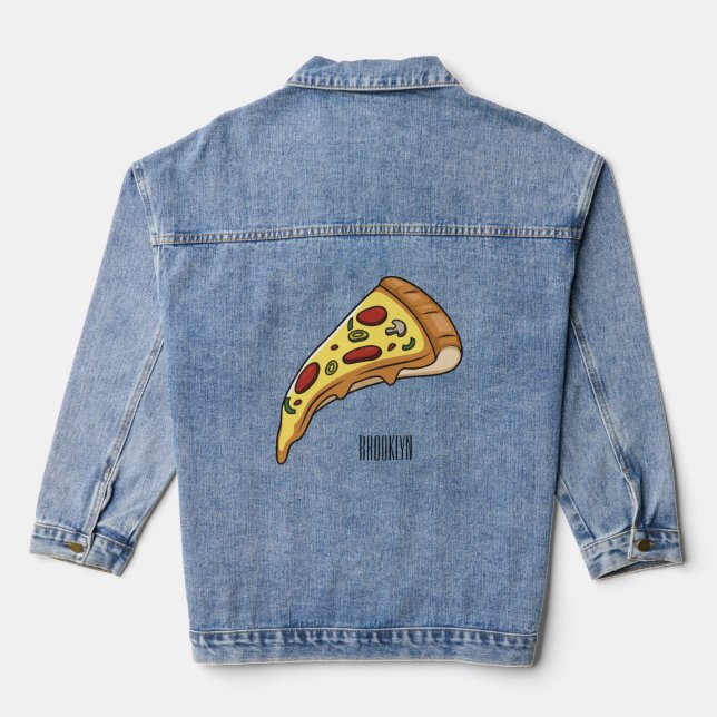Veste En Jean Illustration de la pizza (Verso)