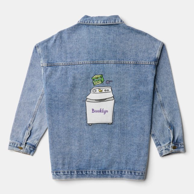 Veste En Jean Illustration de lave-linge mignonne (Verso)