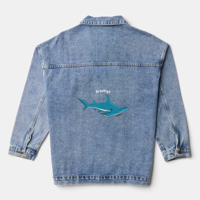 Veste En Jean Illustration de requin marteau (Verso)