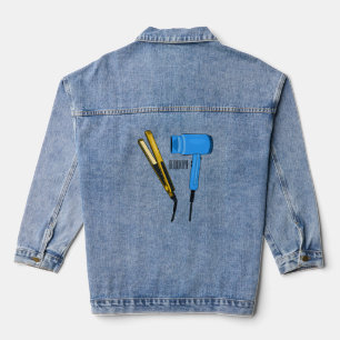 Veste En Jean Illustration de sèche-cheveux et de lisseur de che