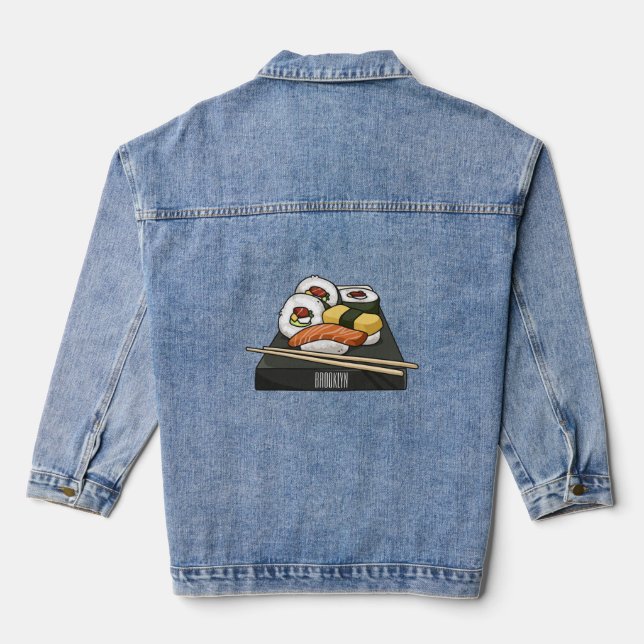 Veste En Jean Illustration de sushi (Verso)