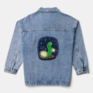 Veste En Jean Illustration de ver luisant vert mignon en style c