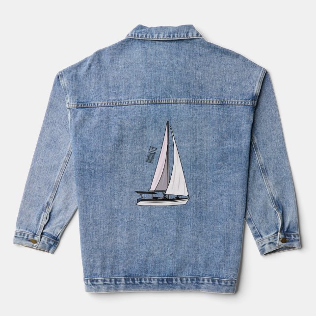 Veste En Jean Illustration de voilier (Verso)