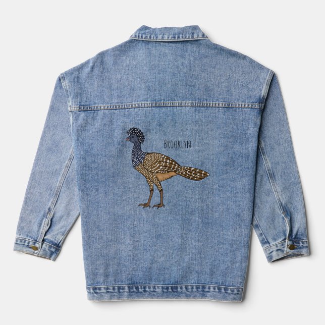 Veste En Jean Illustration d'oiseau de curassow (Verso)