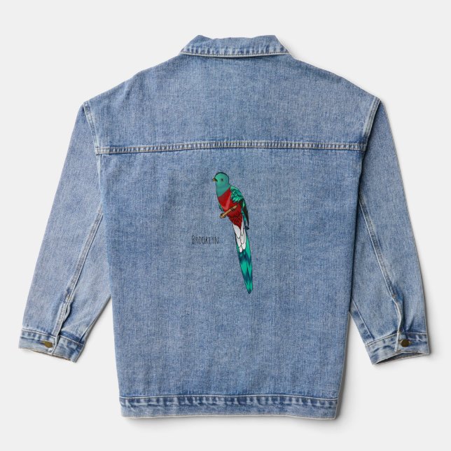 Veste En Jean Illustration d'oiseau de quetzal resplendissant (Verso)