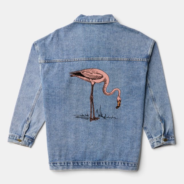 Veste En Jean Illustration d'oiseaux de Flamant rose rose Paradi (Verso)