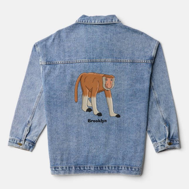Veste En Jean Illustration drôle de singe proboscis (Verso)