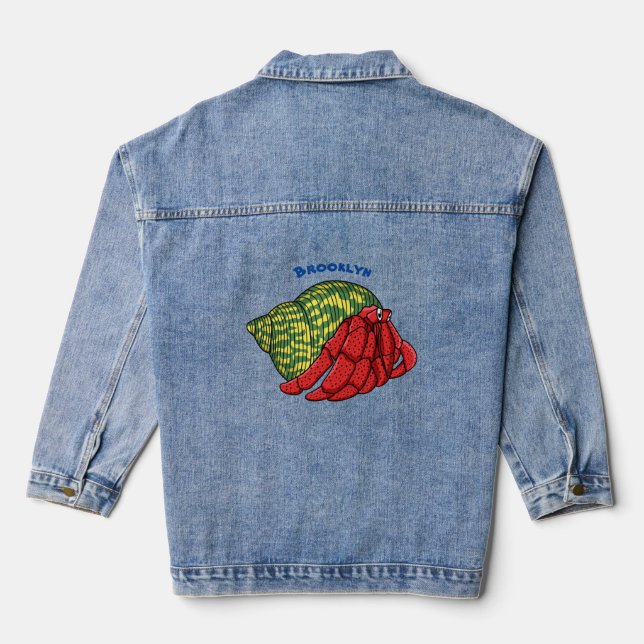 Veste En Jean Illustration du crabe mignon (Verso)