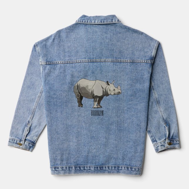 Veste En Jean Illustration du rhinocéros de Javan (Verso)