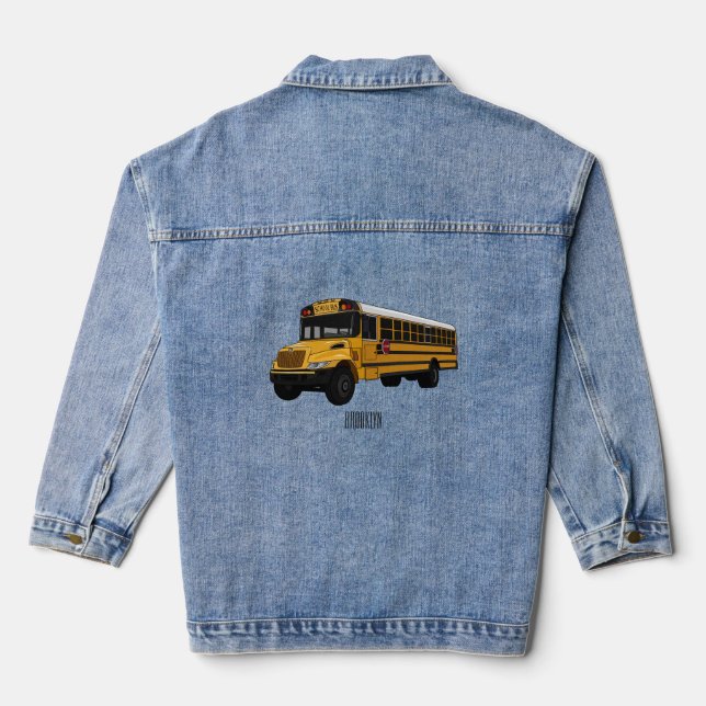 Veste En Jean Illustration d'un autobus scolaire (Verso)