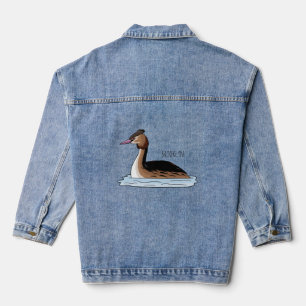Veste En Jean Illustration d'un grand oiseau de grèbe huppé