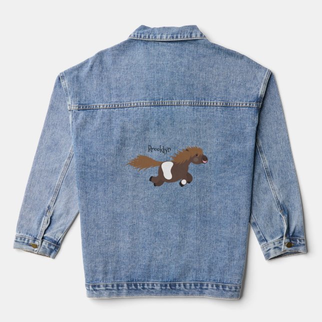 Veste En Jean Illustration d'un poney de Shetland mignon (Verso)