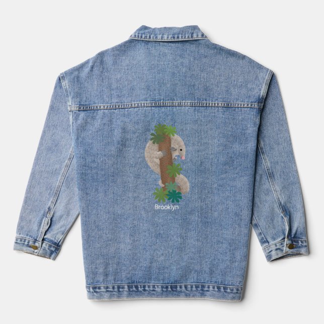 Veste En Jean Illustration d'une anteure de pangolin mignonne (Verso)