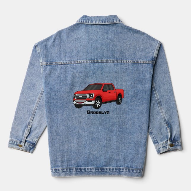 Veste En Jean Illustration d'une camionnette rouge mou (Verso)