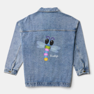 Veste En Jean Illustration d'une libellule bleu et rose