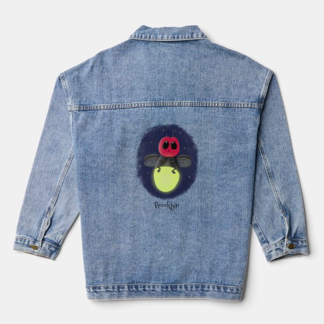 Veste En Jean Illustration d'une luciole à éclair mignon (Verso)
