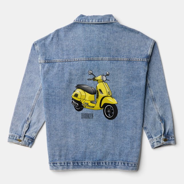 Veste En Jean Illustration d'une moto cyclable (Verso)
