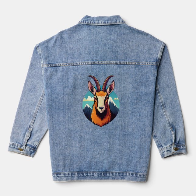 Veste En Jean Illustration d'une tête de chamois (Verso)
