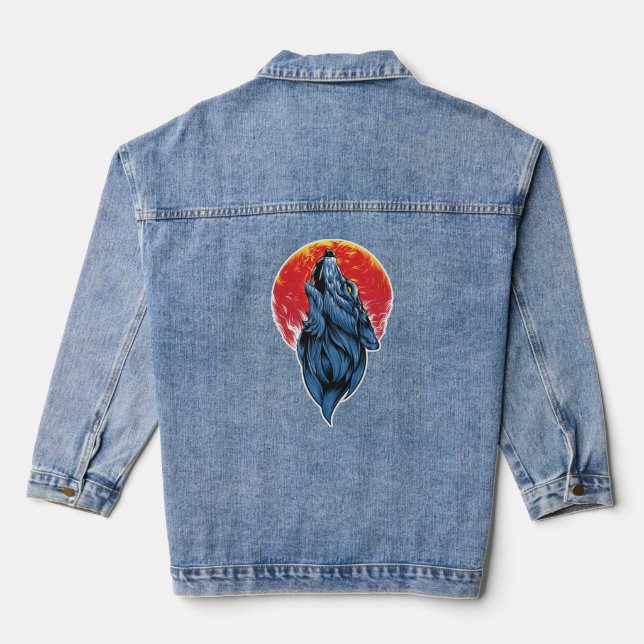 Veste En Jean Illustration Howling Wolf (Verso)