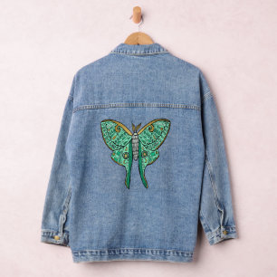 Veste En Jean Illustration Luna Moth - Vert et Or