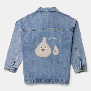 Veste En Jean Illustration végétale de caricature à l'ail mignon