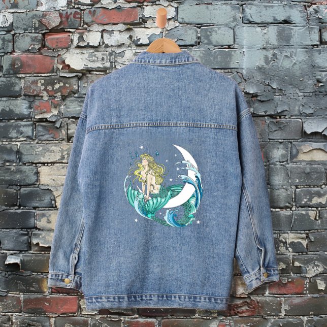 Veste En Jean Imaginaire Art déco de la lune de sirène de Blonde (Créateur téléchargé)