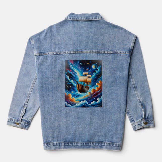 Veste En Jean Imaginaire voilier dans l'espace Tee (Verso)
